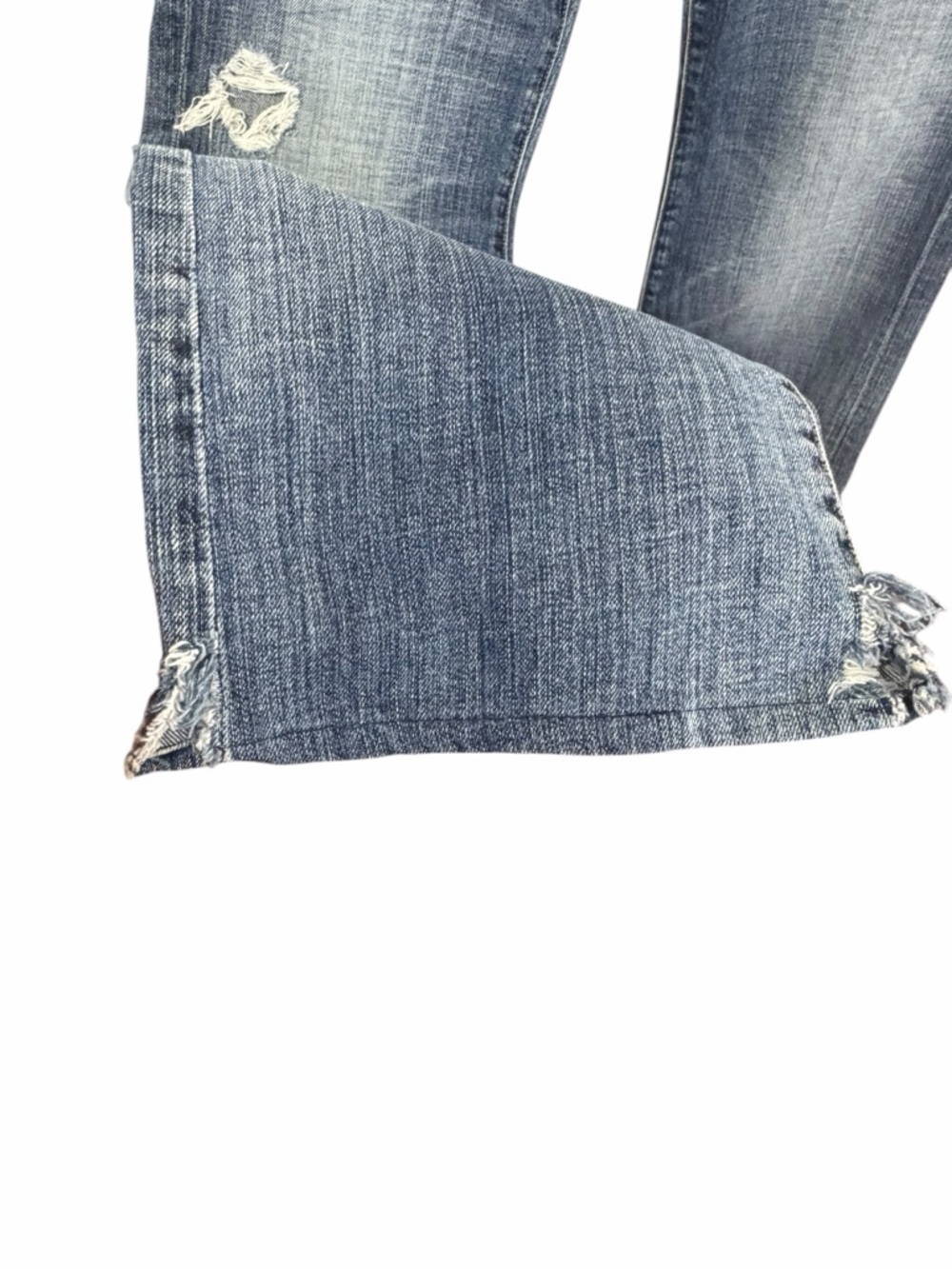 7 For All Mankind True Vintage Distressed Bootcut Low Rise Blue Denim Jeans - Picture 4 of 9